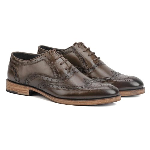 Men's Brown Leather Wingtip Brogue Dress Shoes Formal